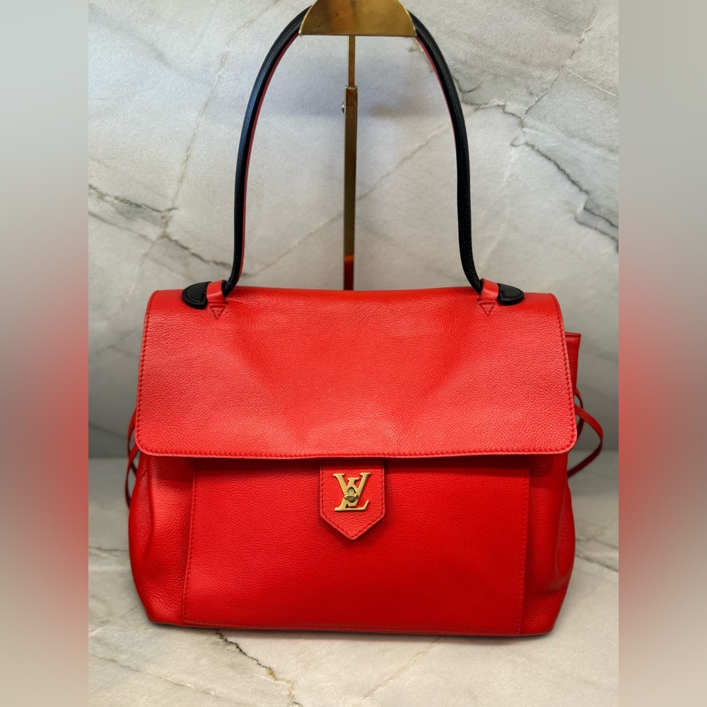 Louis Vuitton Lockme PM Tote in Rubis Pebbled Leather